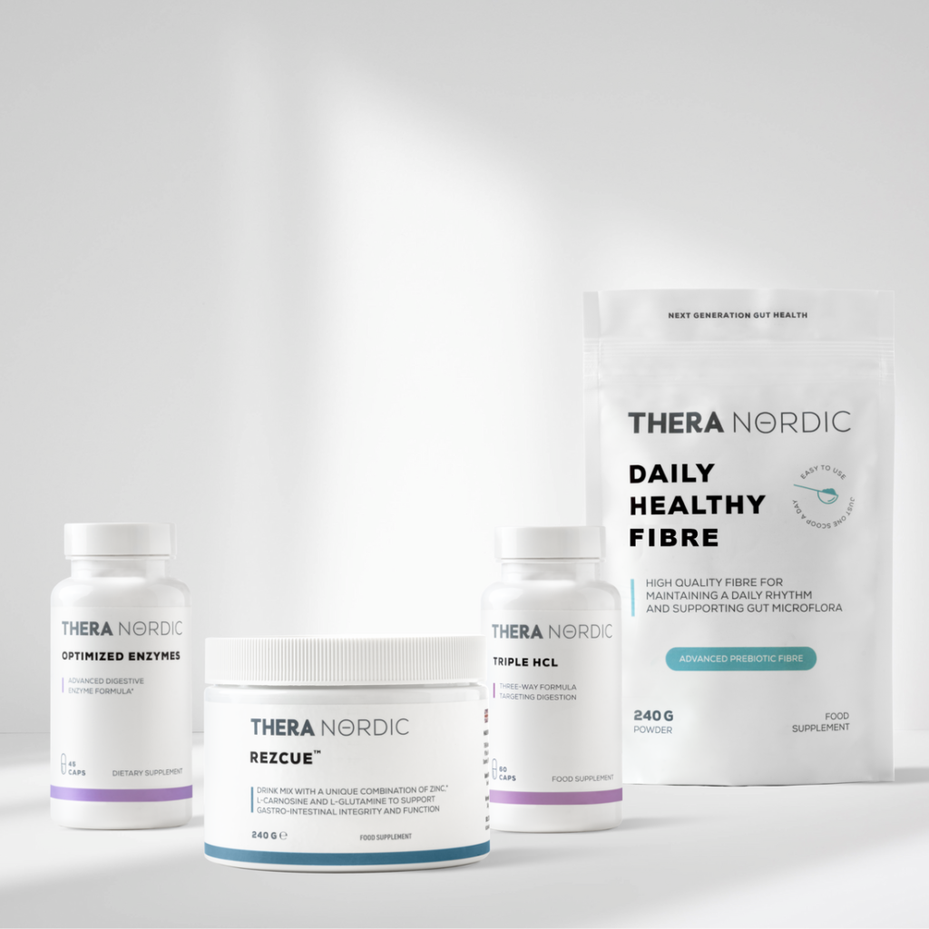 THERA Nordic supplement range displayed on a clean, minimal surface